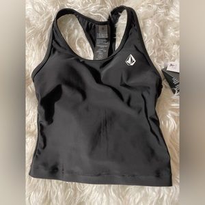 Volcum NWT Girls Simply Core Tankini Bikini Top-Black. Size S(7/8). UPF 50+